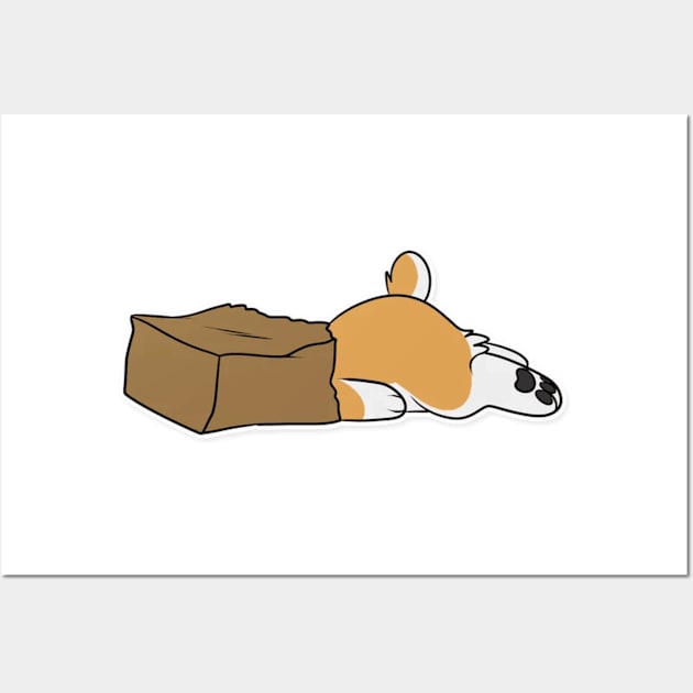 Tired corgi Wall Art by Honu Art Studio